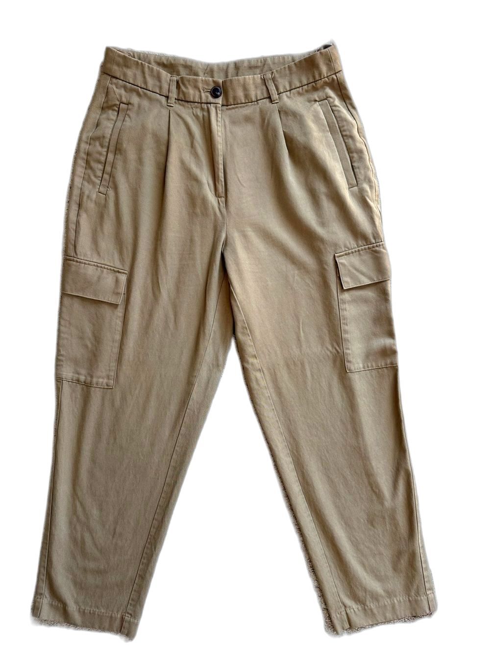 Old Navy Taylor Extra High Rise Cargo Pants Straight Trouser Tan Brown Sz M